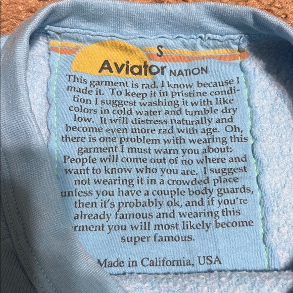 Aviator Nation Never Stop Chasing Rainbows Crew Neck Sweatshirt Pullover Blue S - Picture 7 of 9